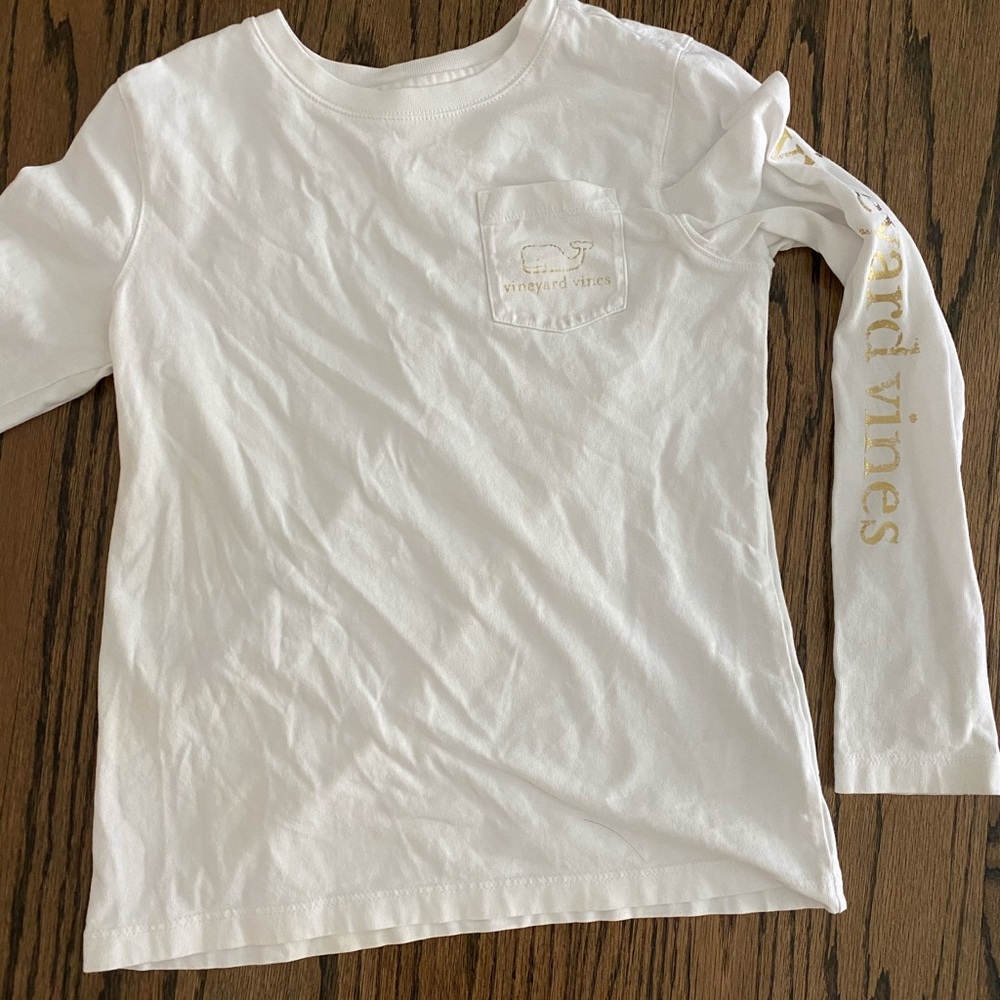 White and gold vineyard vines long sleeve